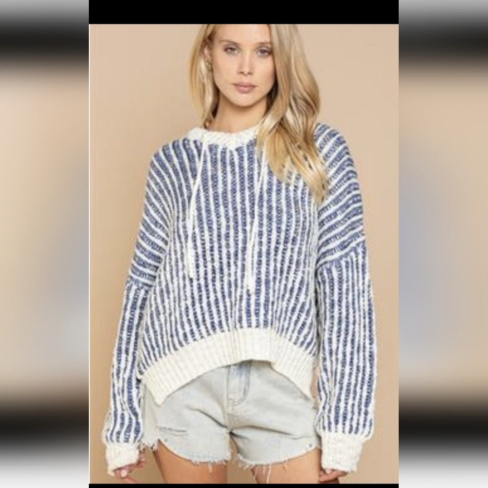 NEW IN PACKAGE POL Ribbed Striped Sweater Hoodie Size Medium (See Description)